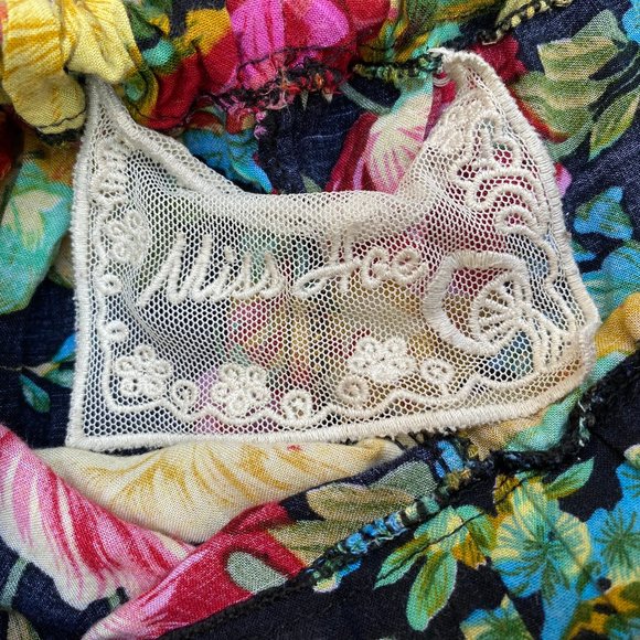 New York Handmade Flower Print Loose Boho Pant Trouser Flowy Retro Cotton Floral - Picture 5 of 7